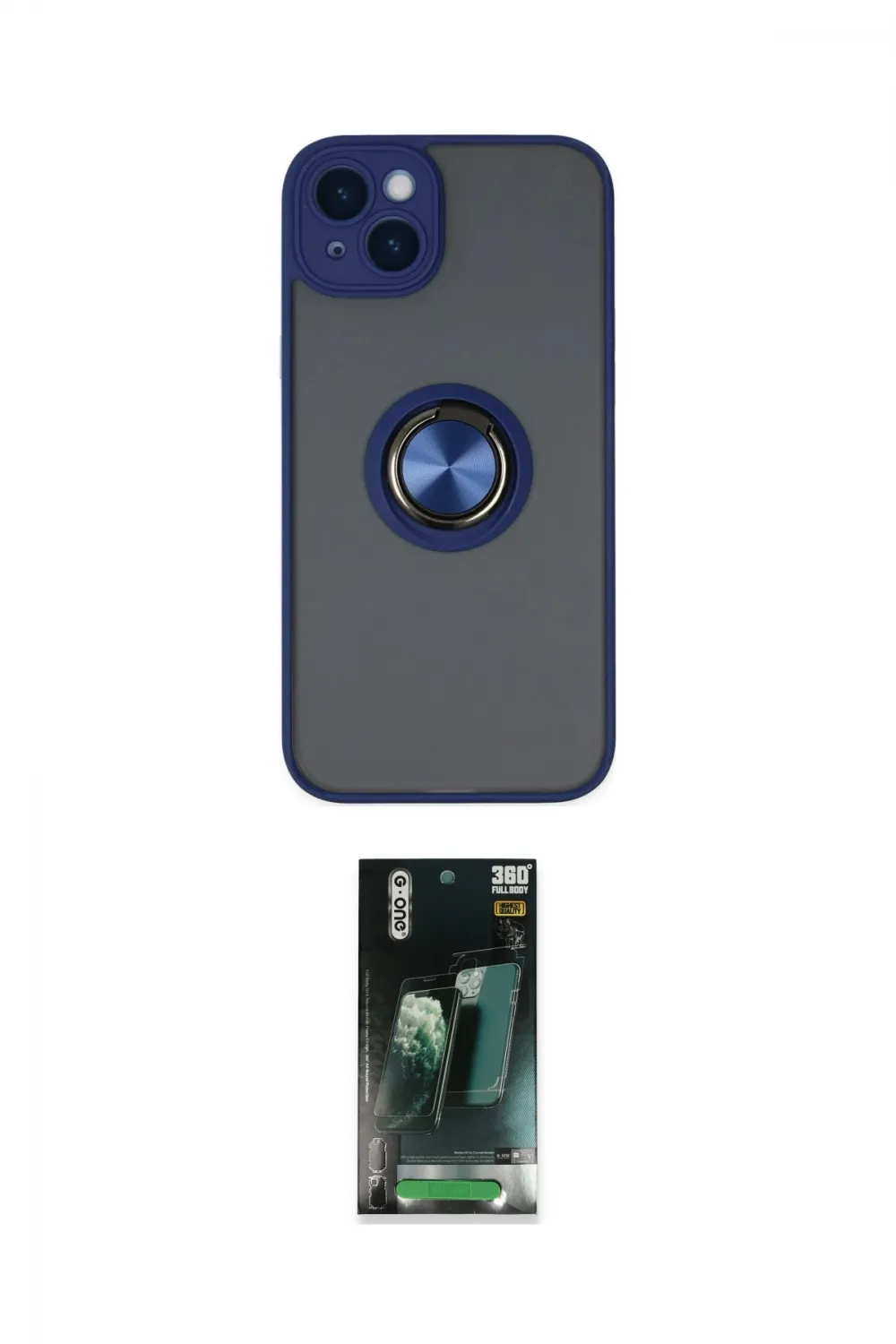 ieg™ iPhone 14 Kılıf Yörünge Çizgi - Şeffaf 360 Full Body Arka Koruyucu