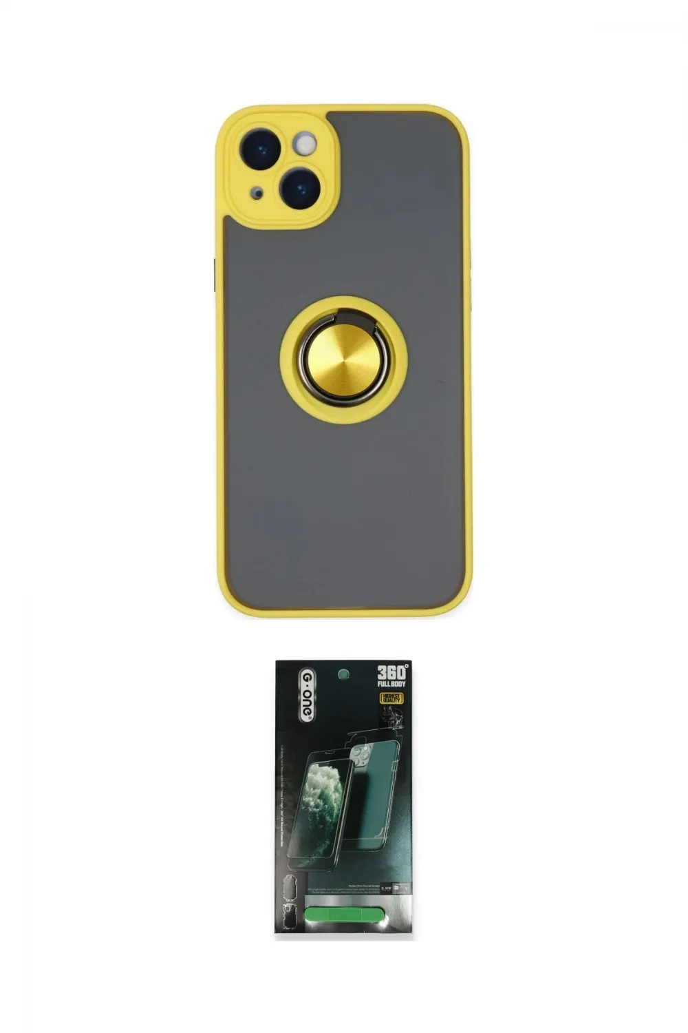 ieg™ iPhone 14 Kılıf Yörünge Çizgi - Şeffaf 360 Full Body Arka Koruyucu