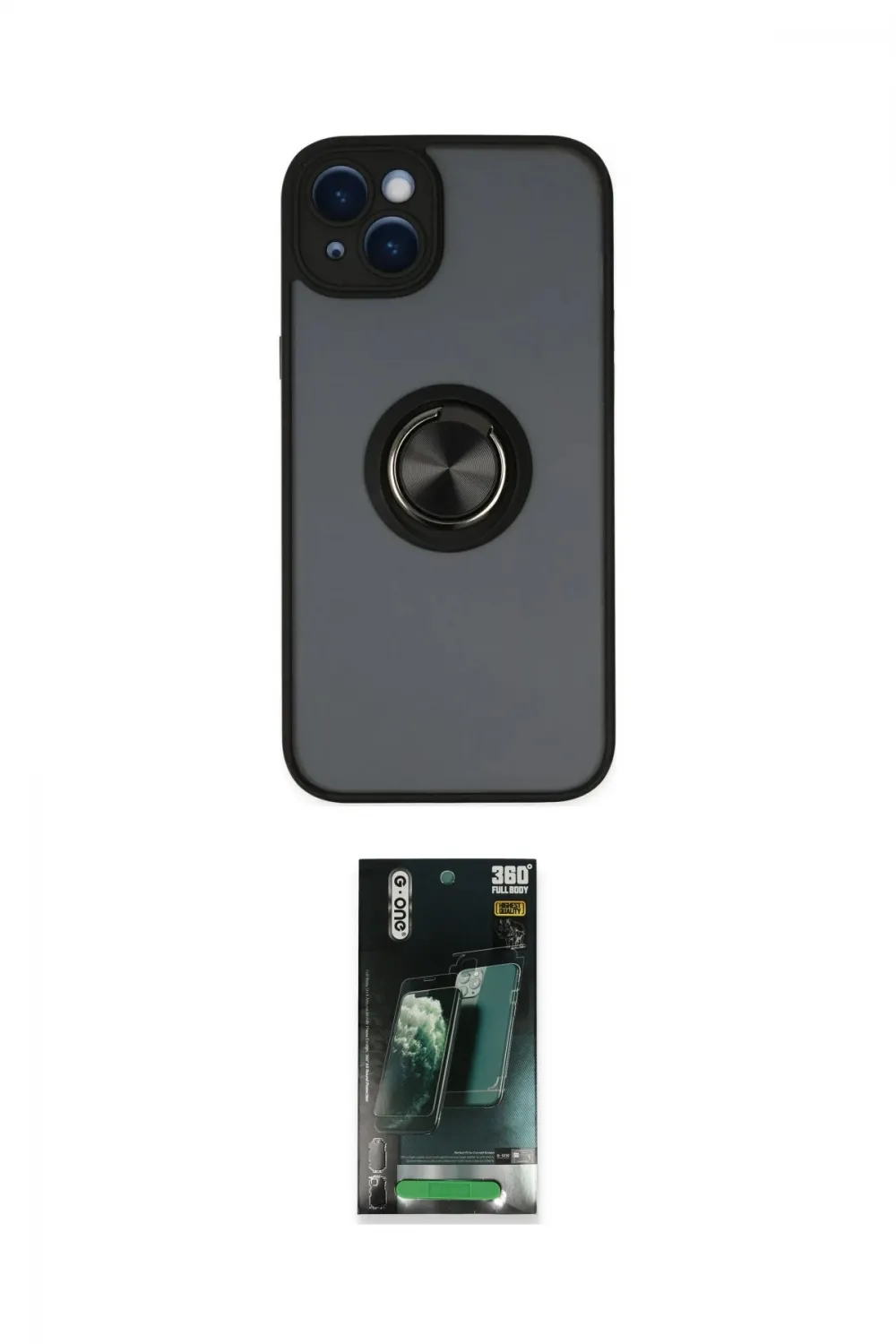 ieg™ iPhone 14 Kılıf Yörünge Çizgi - Şeffaf 360 Full Body Arka Koruyucu