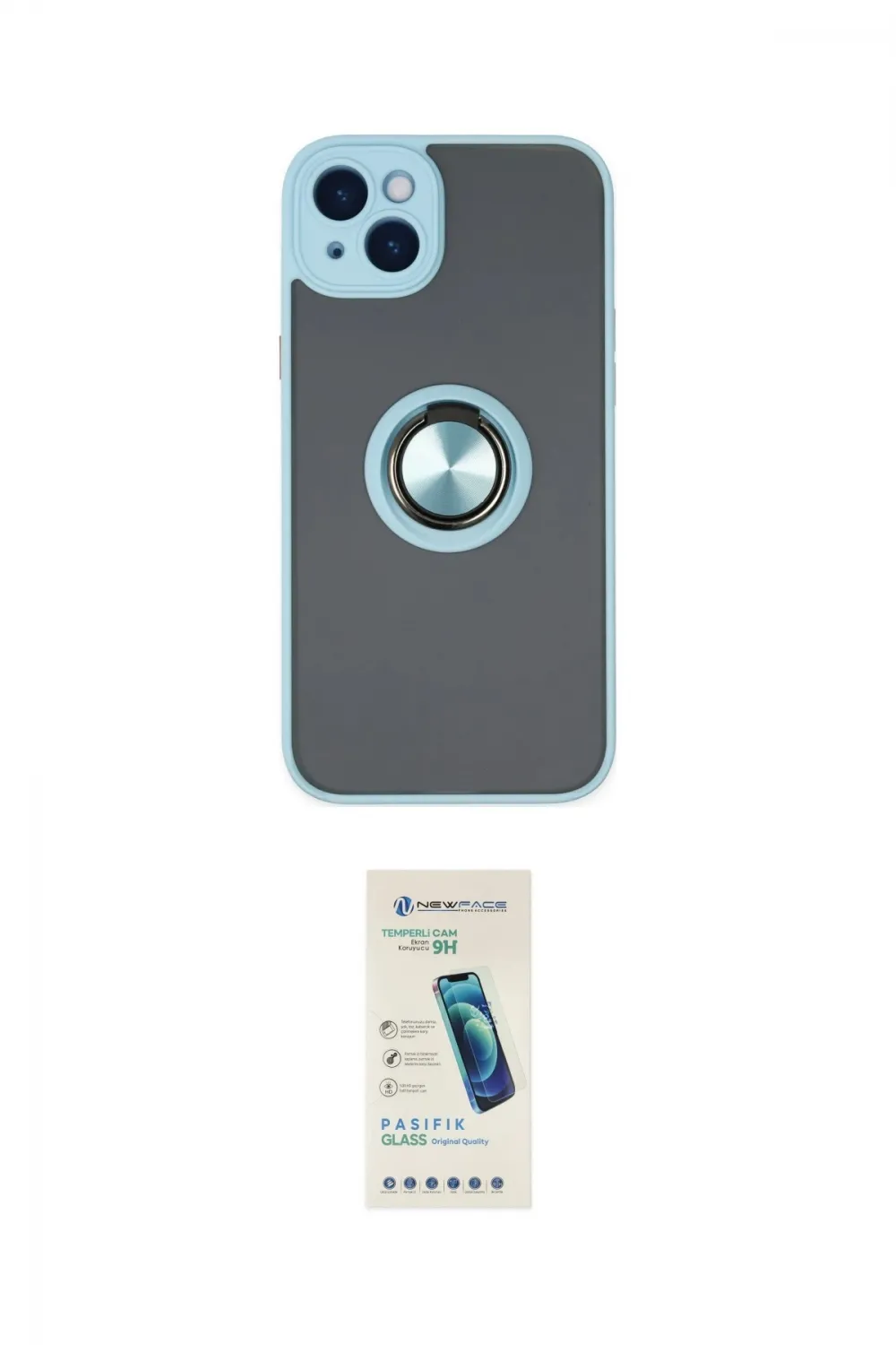 ieg™ iPhone 14 Kılıf Yörünge Çizgi - Şeffaf Pasifik Cam Ekran Koruyucu