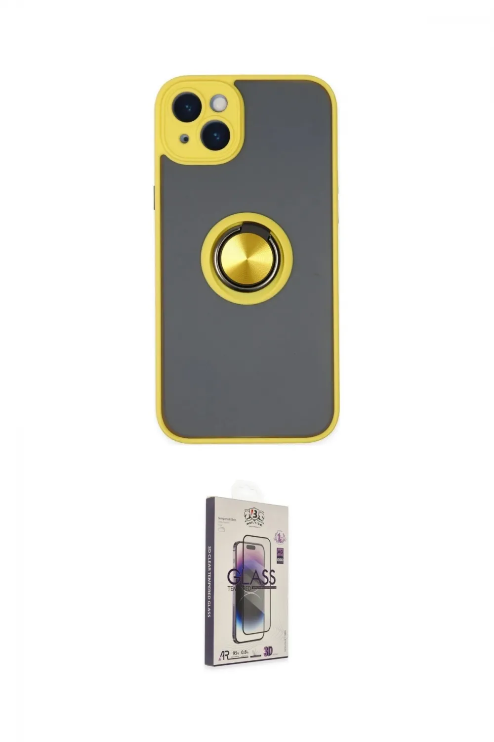 ieg™ iPhone 14 Kılıf Yörünge Çizgi - Siyah Bilvis 3D Cam Ekran Koruyucu