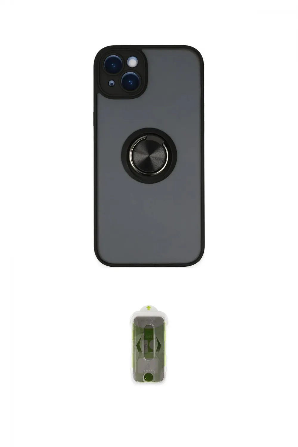 ieg™ iPhone 14 Kılıf Yörünge Çizgi - Siyah Joko Magic 5D Hayalet Cam