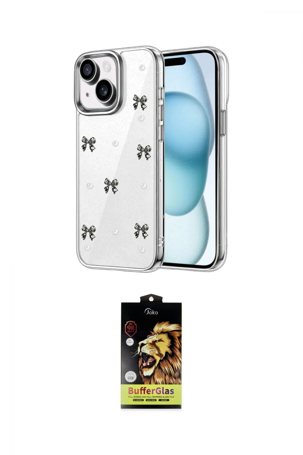 ieg™ iPhone 14 Kılıf Yörünge Form - Siyah Buffer Cam Ekran Koruyucu