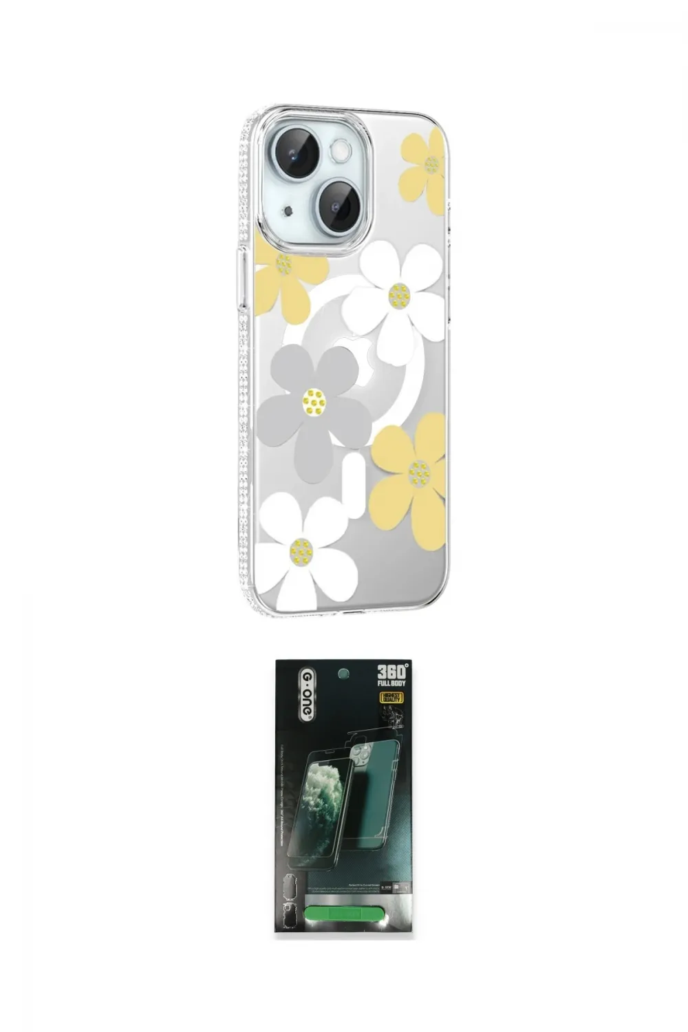 ieg™ iPhone 14 Kılıf Yörünge Işık Prime - Şeffaf 360 Full Body Arka Koruyucu