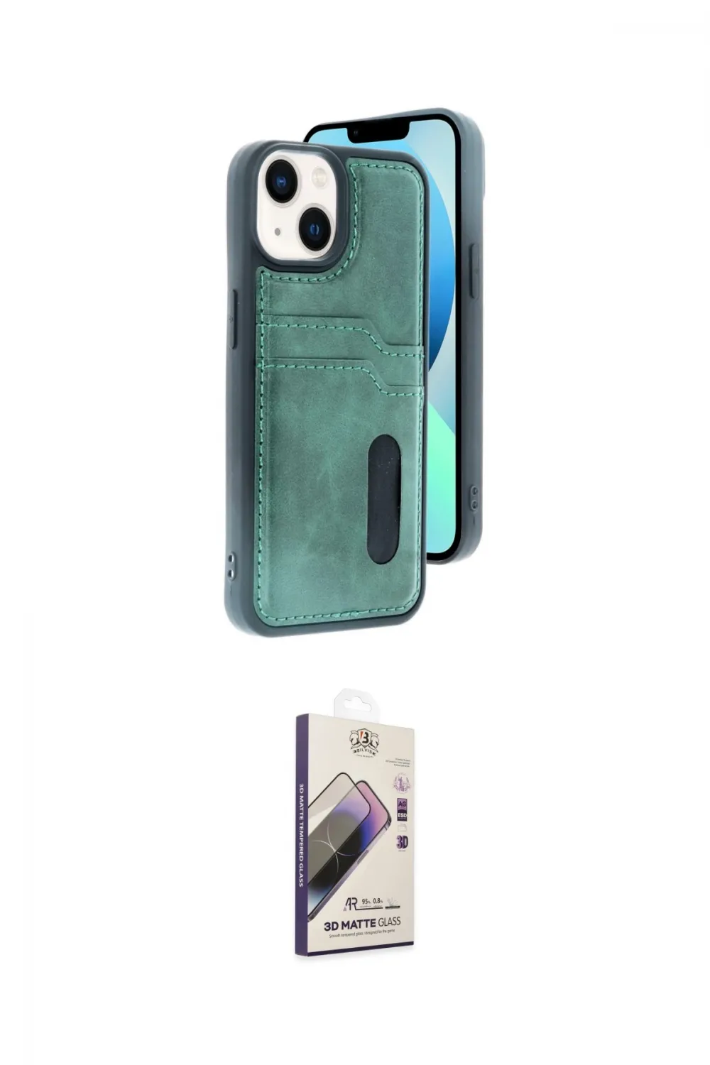 ieg™ iPhone 14 Kılıf Yörünge Işık Serisi - Siyah Bilvis 3D Mat Cam Ekran Koruyucu