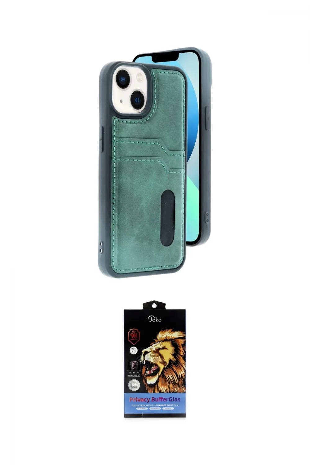 ieg™ iPhone 14 Kılıf Yörünge Işık Serisi - Siyah Buffer Hayalet Cam Ekran Koruyucu