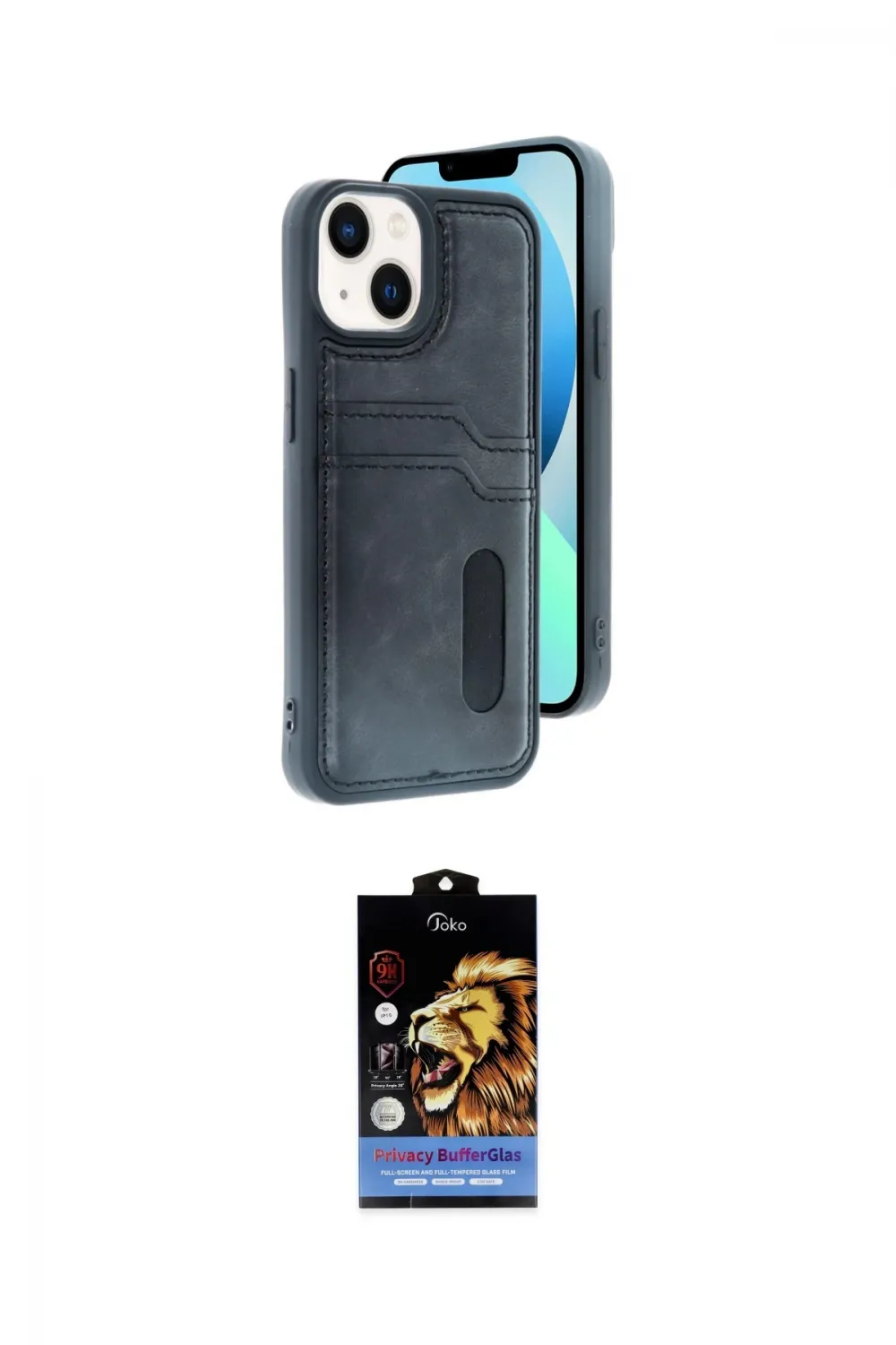ieg™ iPhone 14 Kılıf Yörünge Işık Serisi - Siyah Buffer Hayalet Cam Ekran Koruyucu