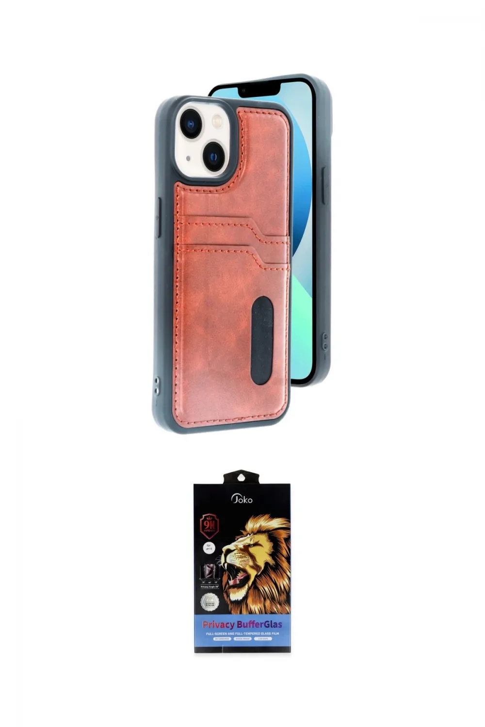 ieg™ iPhone 14 Kılıf Yörünge Işık Serisi - Siyah Buffer Hayalet Cam Ekran Koruyucu