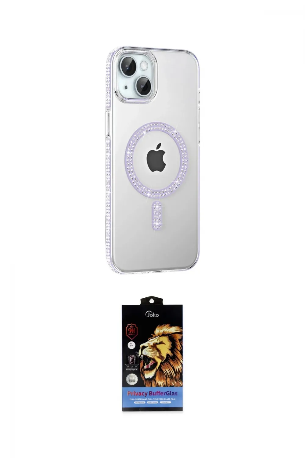 ieg™ iPhone 14 Kılıf Yörünge Koleksiyonu - Siyah Buffer Hayalet Cam Ekran Koruyucu