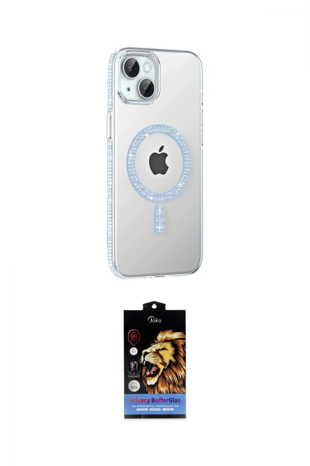 ieg™ iPhone 14 Kılıf Yörünge Koleksiyonu - Siyah Buffer Hayalet Cam Ekran Koruyucu