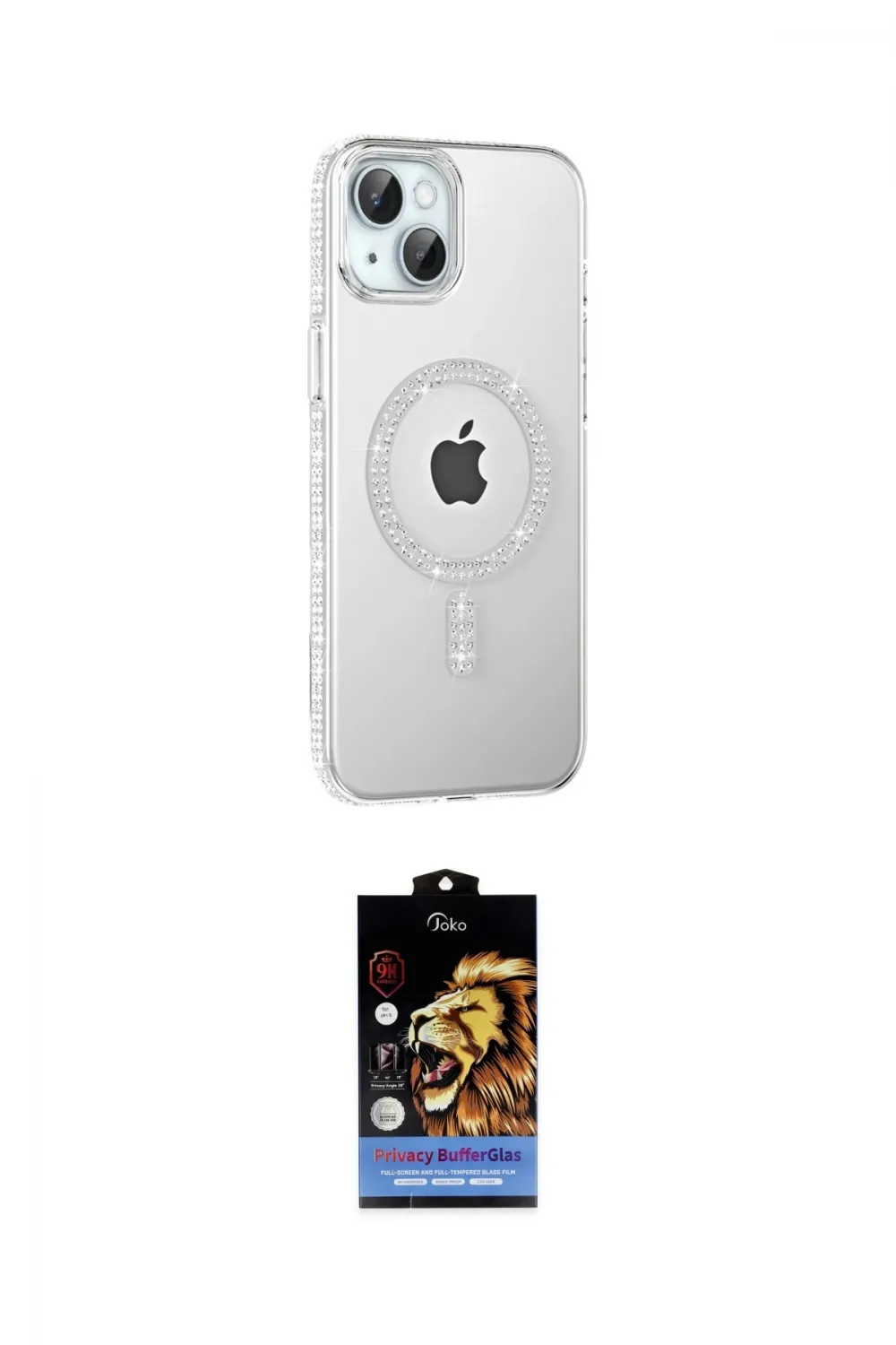 ieg™ iPhone 14 Kılıf Yörünge Koleksiyonu - Siyah Buffer Hayalet Cam Ekran Koruyucu