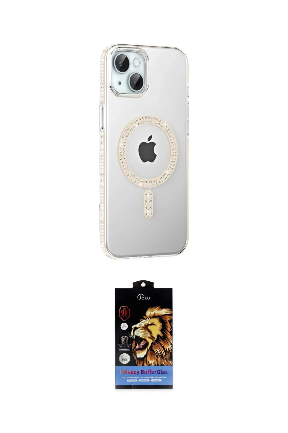 ieg™ iPhone 14 Kılıf Yörünge Koleksiyonu - Siyah Buffer Hayalet Cam Ekran Koruyucu