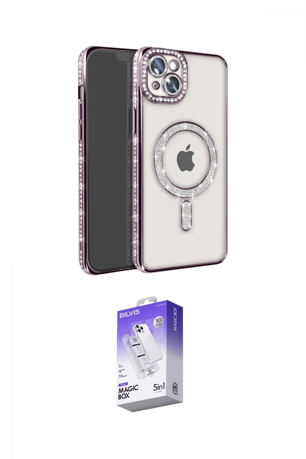 ieg™ iPhone 14 Kılıf Zirve Doku Prime - Siyah Bilvis 5in1 3D Magic Cam Ekran Koruyucu
