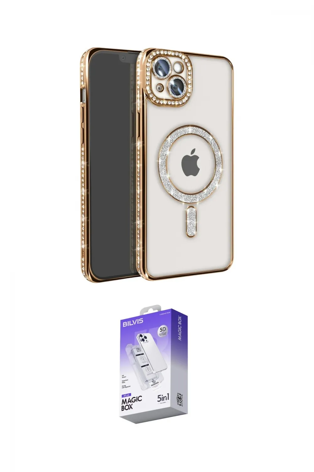 ieg™ iPhone 14 Kılıf Zirve Doku Prime - Siyah Bilvis 5in1 3D Magic Cam Ekran Koruyucu