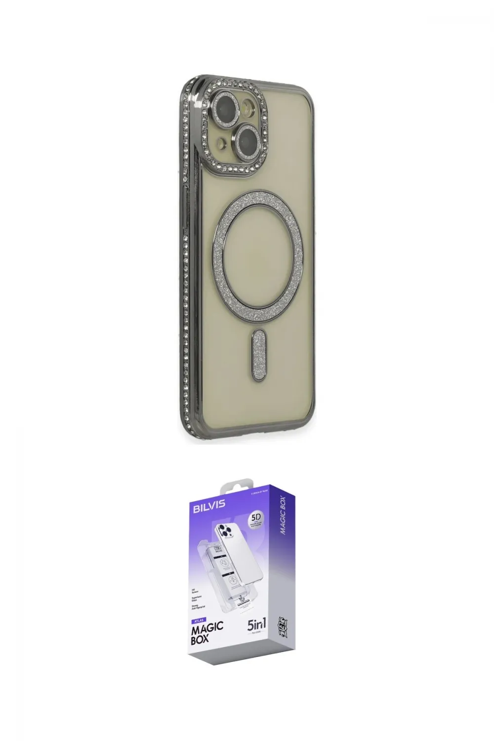 ieg™ iPhone 14 Kılıf Zirve Doku Prime - Siyah Bilvis 5in1 3D Magic Cam Ekran Koruyucu