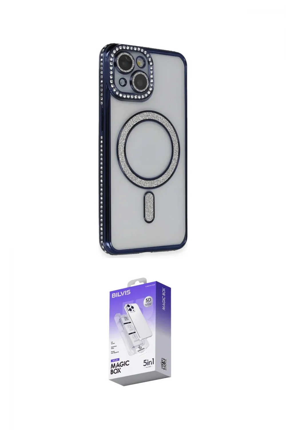 ieg™ iPhone 14 Kılıf Zirve Doku Prime - Siyah Bilvis 5in1 3D Magic Cam Ekran Koruyucu