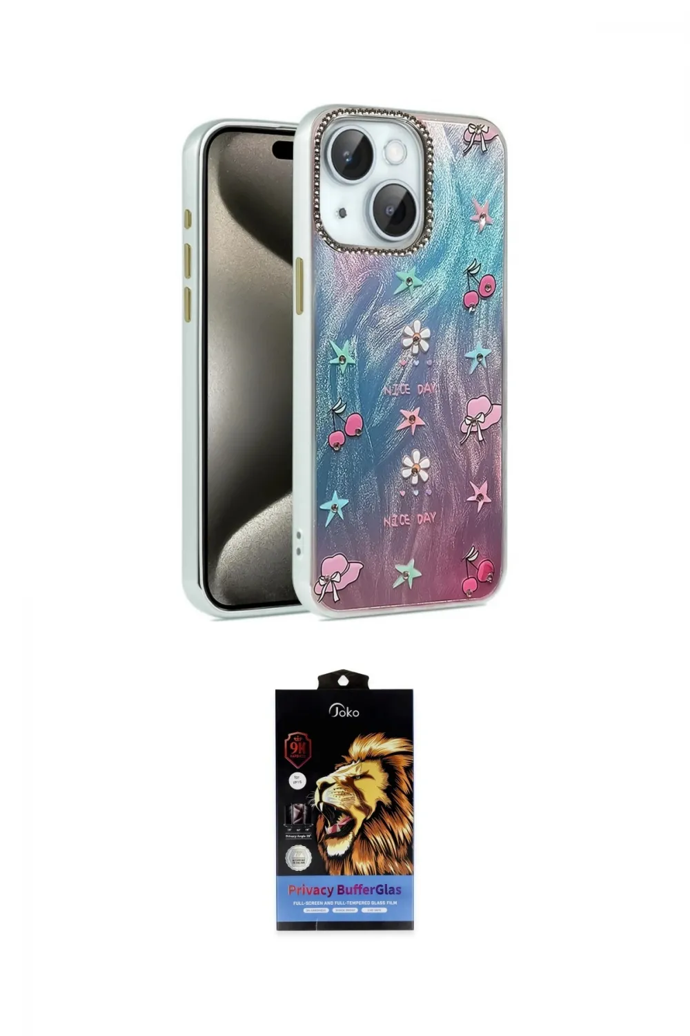 ieg™ iPhone 14 Kılıf Zirve Modern Prime - Siyah Buffer Hayalet Cam Ekran Koruyucu