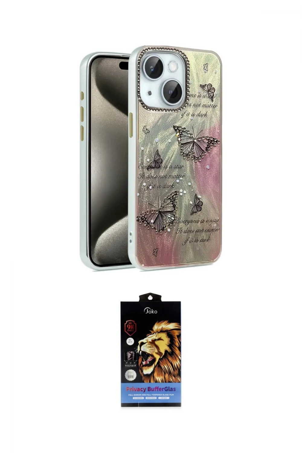 ieg™ iPhone 14 Kılıf Zirve Modern Prime - Siyah Buffer Hayalet Cam Ekran Koruyucu