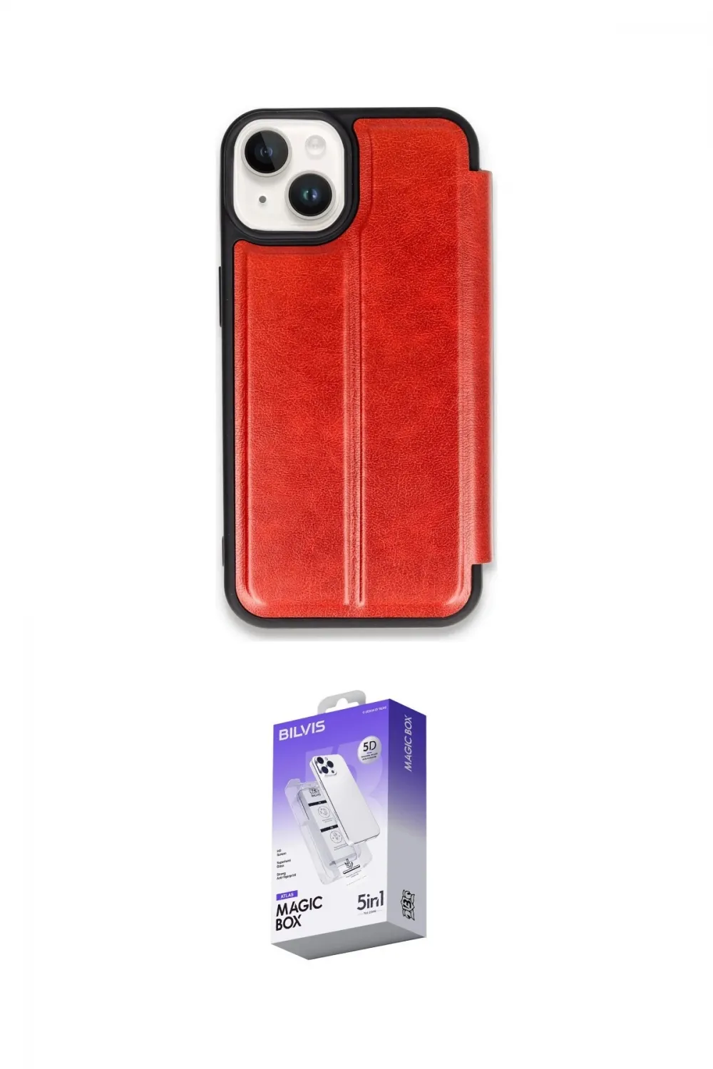 ieg™ iPhone 14 Kılıf Zirve Yansıma Serisi - Siyah Bilvis 5in1 3D Magic Cam Ekran Koruyucu