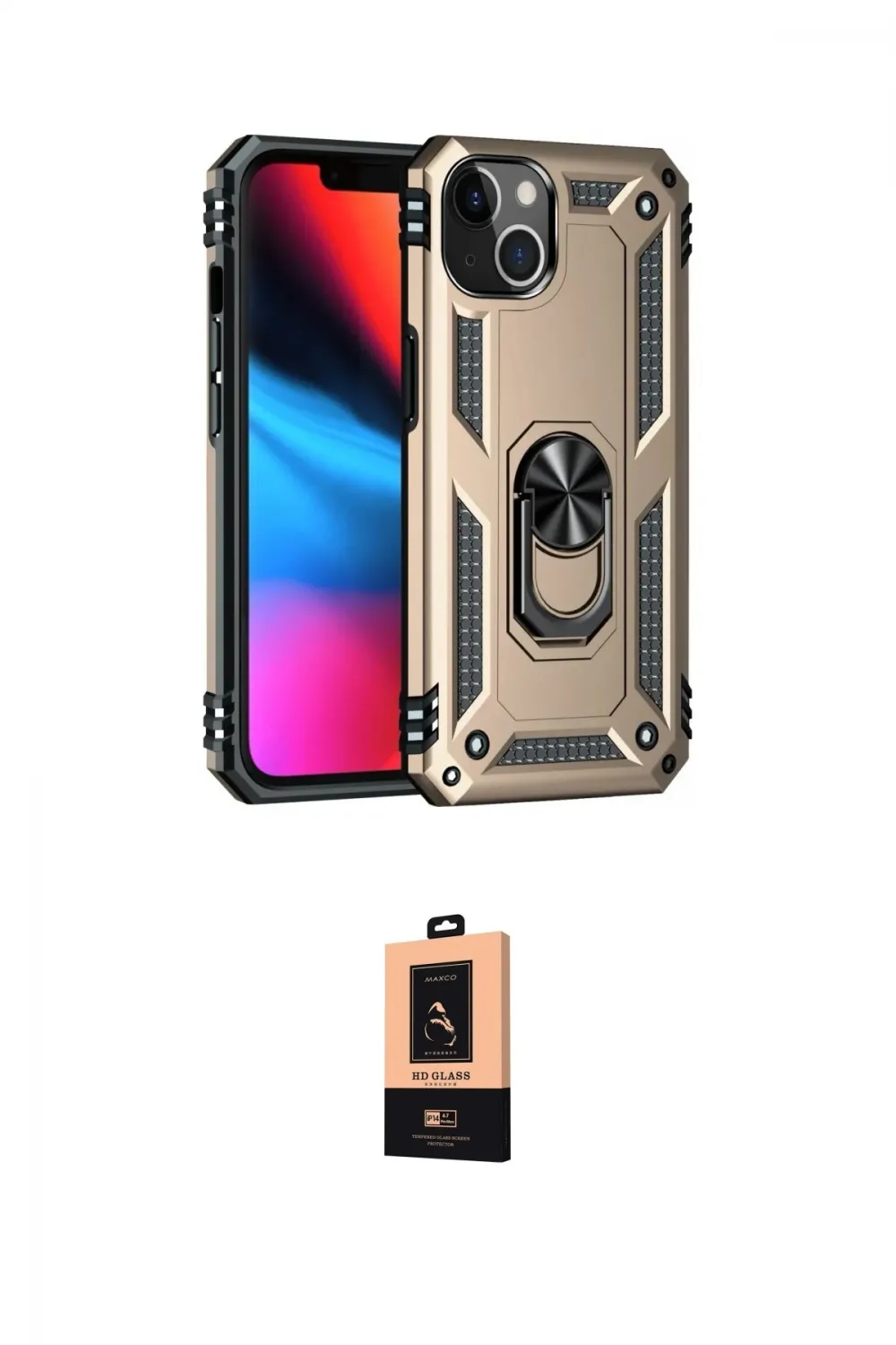 ieg™ iPhone 14 Plus Kılıf Ahenk Klasik Koleksiyonu - Şeffaf Maxco Cam Ekran Koruyucu