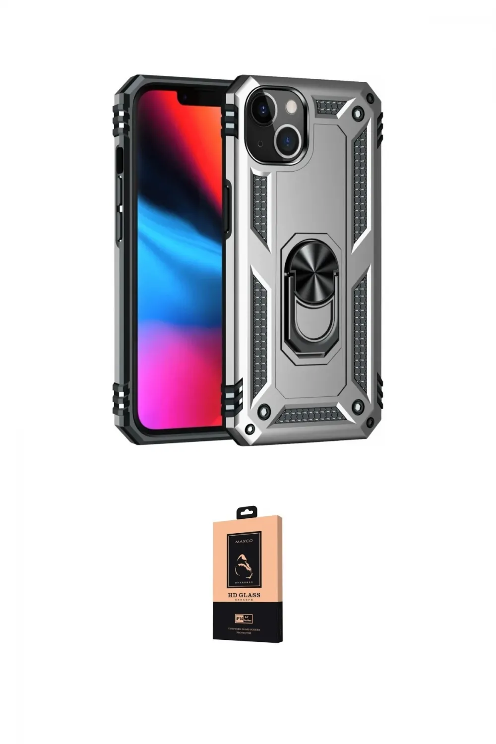 ieg™ iPhone 14 Plus Kılıf Ahenk Klasik Koleksiyonu - Şeffaf Maxco Cam Ekran Koruyucu