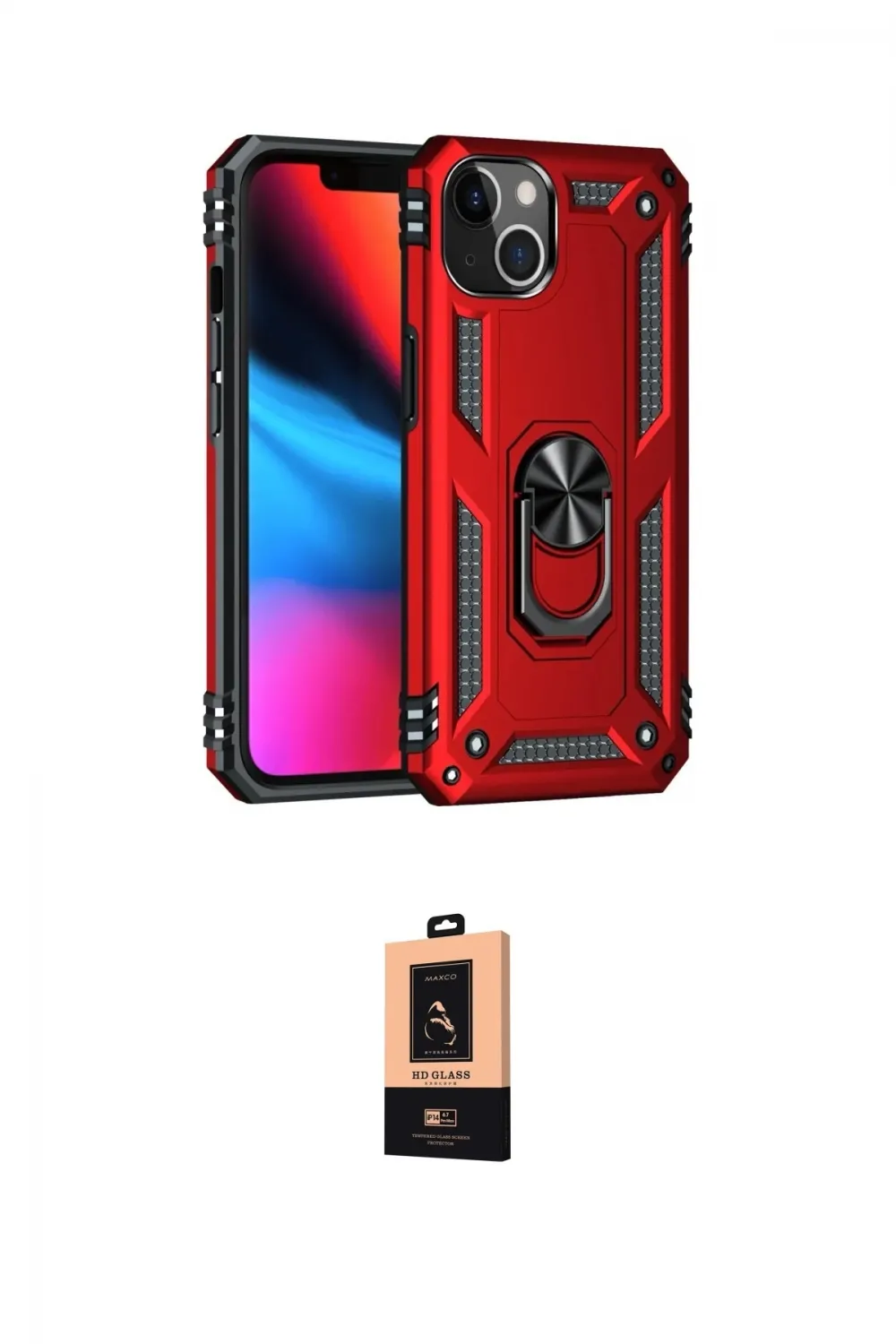 ieg™ iPhone 14 Plus Kılıf Ahenk Klasik Koleksiyonu - Şeffaf Maxco Cam Ekran Koruyucu