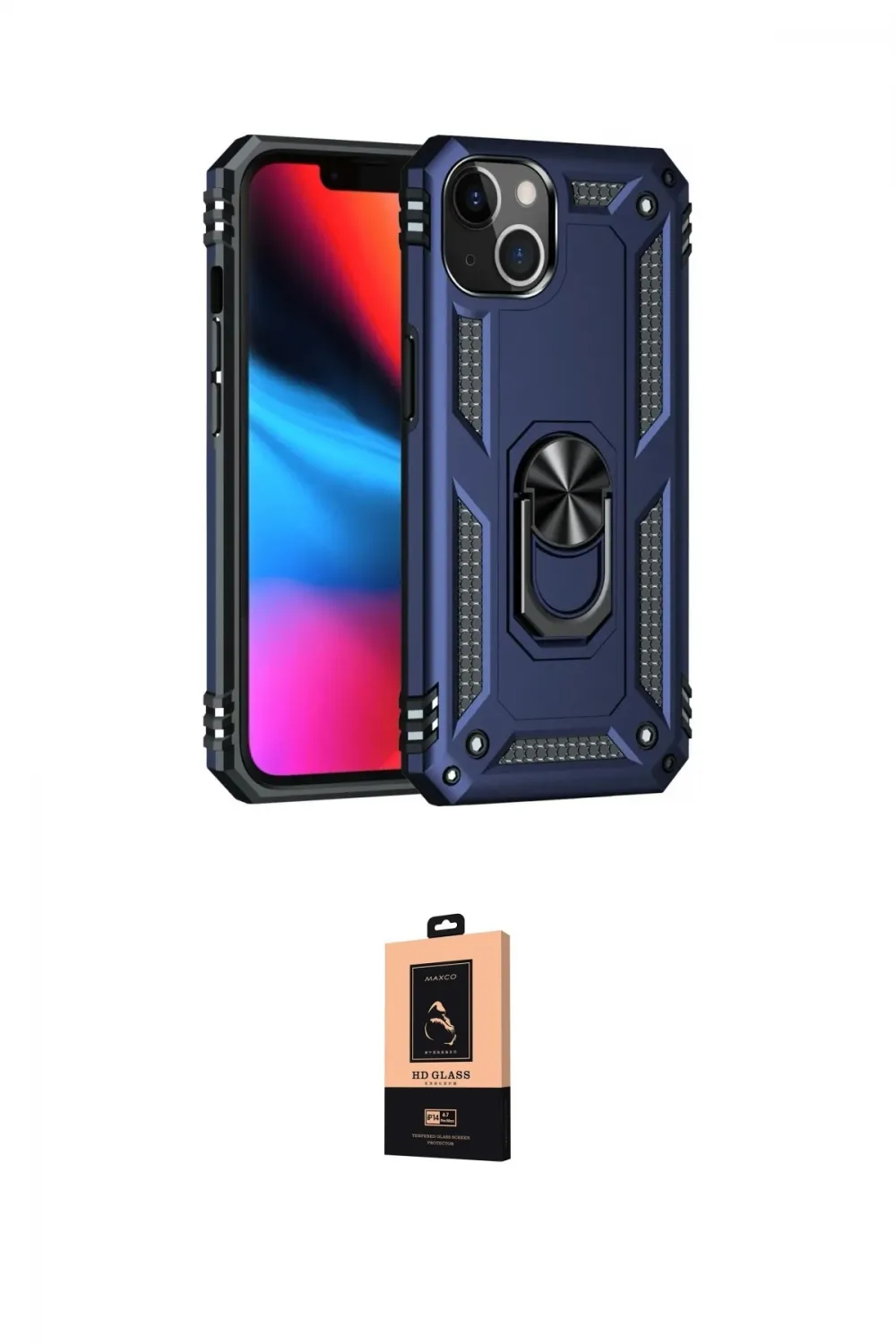 ieg™ iPhone 14 Plus Kılıf Ahenk Klasik Koleksiyonu - Şeffaf Maxco Cam Ekran Koruyucu