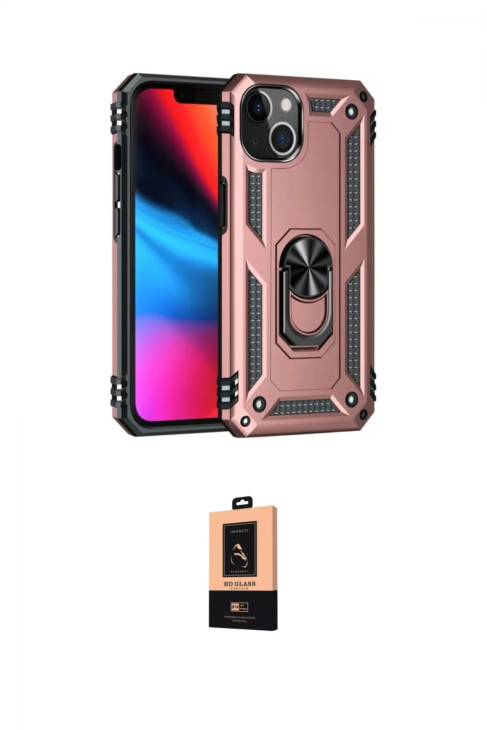 ieg™ iPhone 14 Plus Kılıf Ahenk Klasik Koleksiyonu - Şeffaf Maxco Cam Ekran Koruyucu