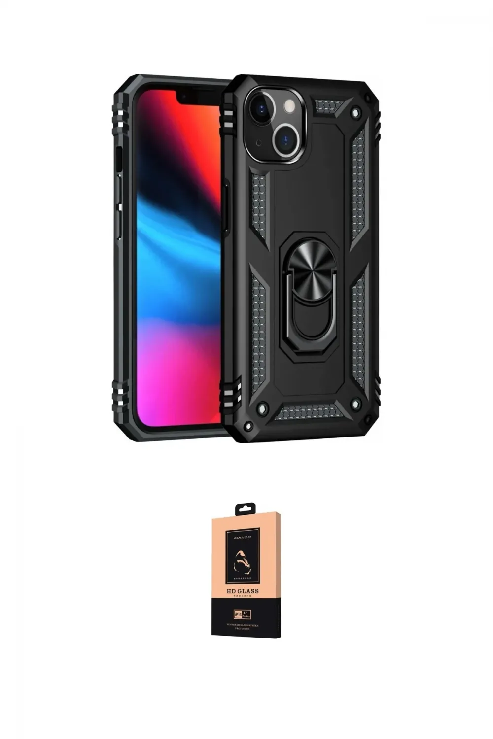 ieg™ iPhone 14 Plus Kılıf Ahenk Klasik Koleksiyonu - Şeffaf Maxco Cam Ekran Koruyucu