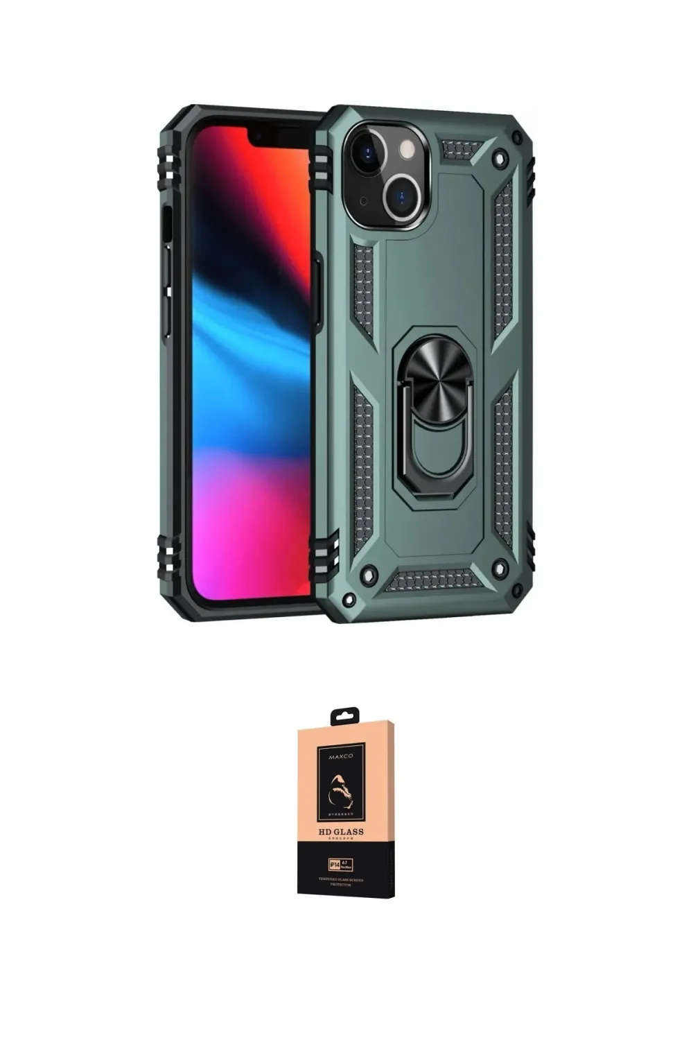 ieg™ iPhone 14 Plus Kılıf Ahenk Klasik Koleksiyonu - Şeffaf Maxco Cam Ekran Koruyucu