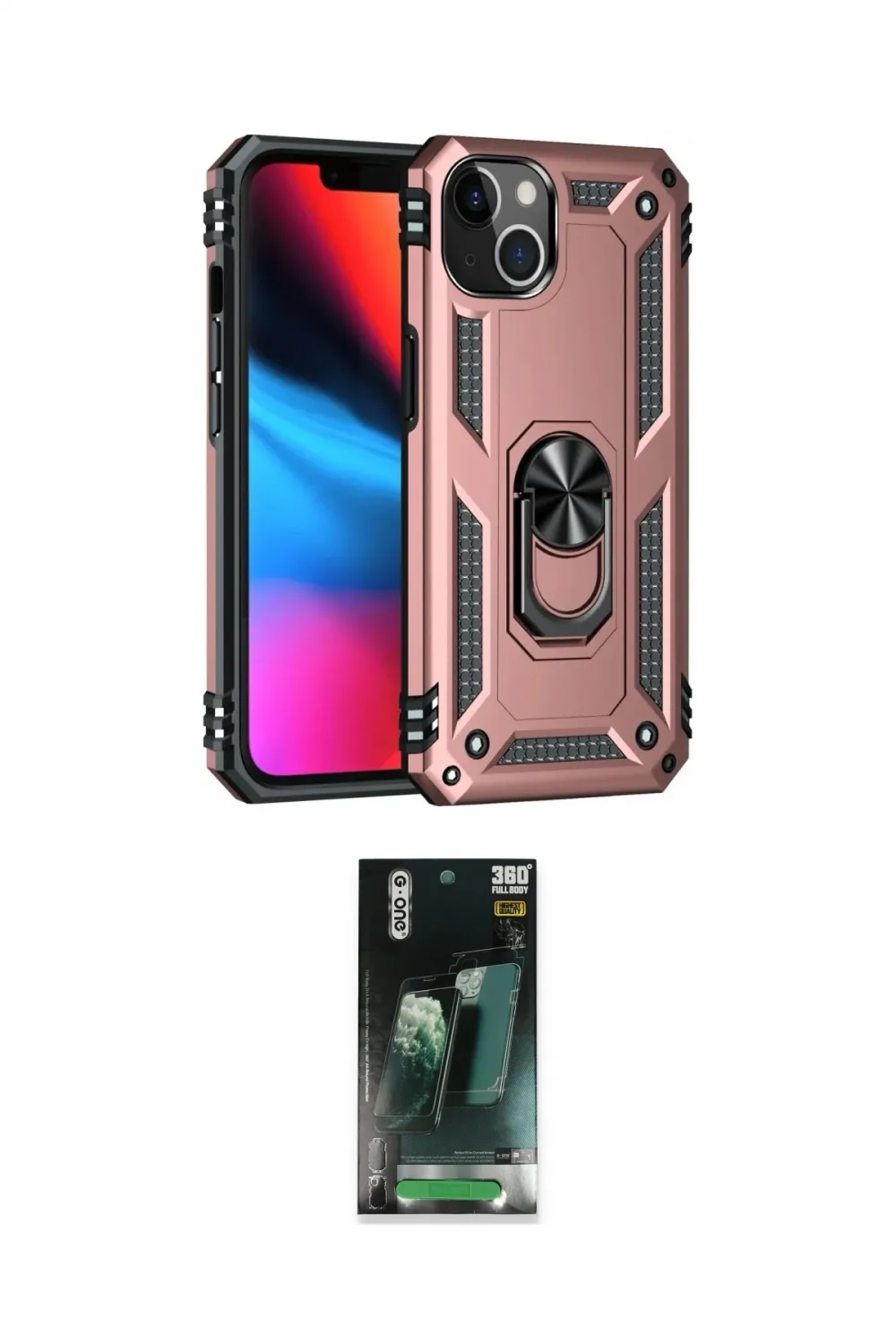 ieg™ iPhone 14 Plus Kılıf Ahenk Klasik Koleksiyonu - Siyah 360 Mat Full Body Arka Koruyucu