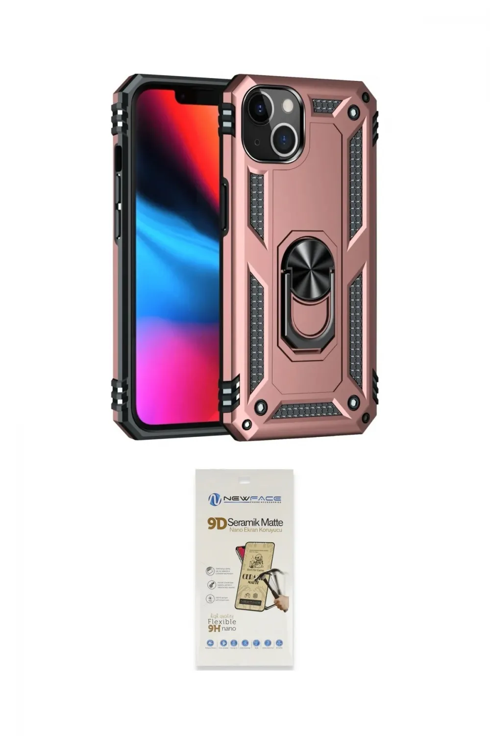 ieg™ iPhone 14 Plus Kılıf Ahenk Klasik Koleksiyonu - Siyah Mat Seramik Nano Ekran Koruyucu