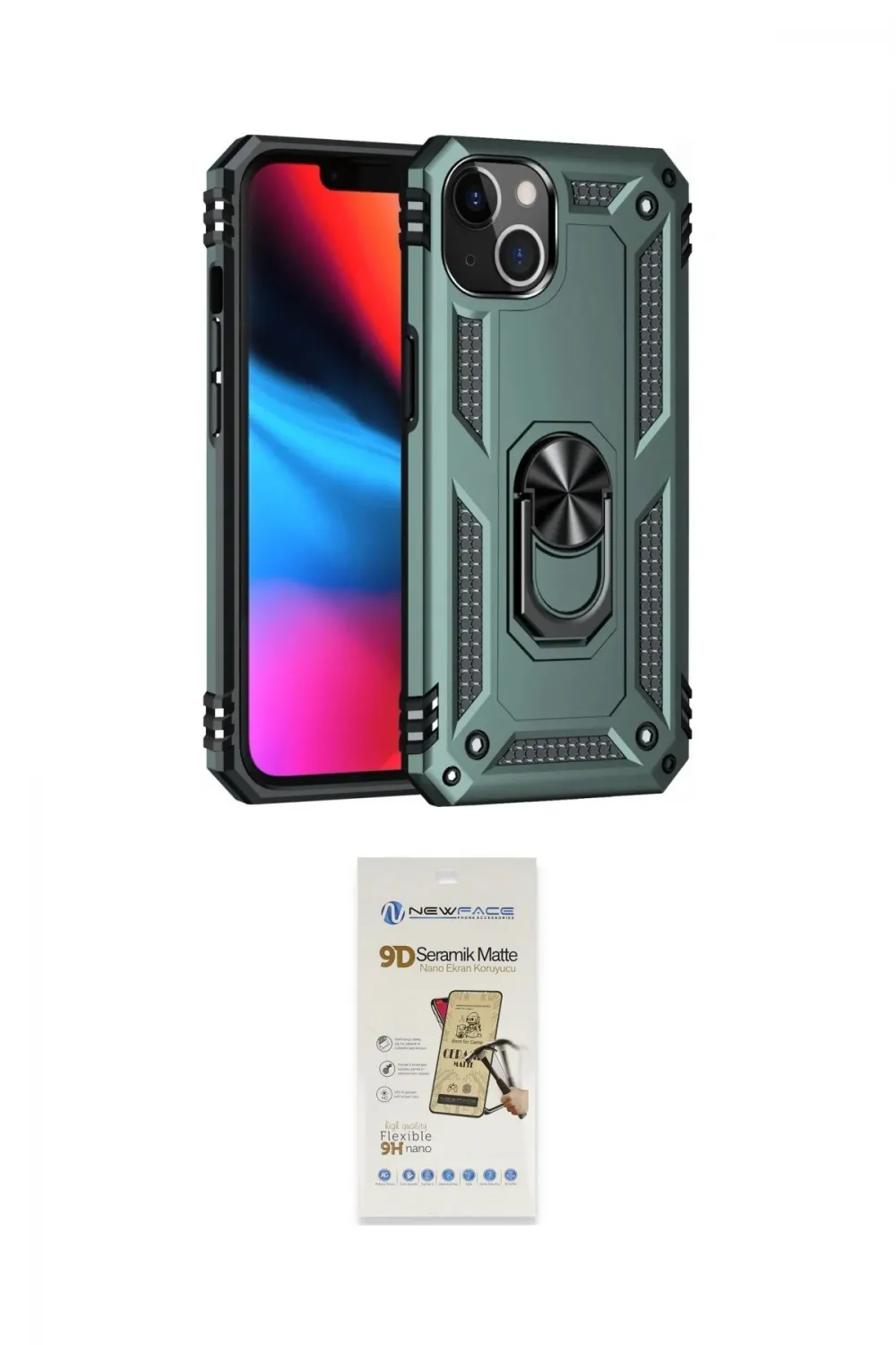 ieg™ iPhone 14 Plus Kılıf Ahenk Klasik Koleksiyonu - Siyah Mat Seramik Nano Ekran Koruyucu