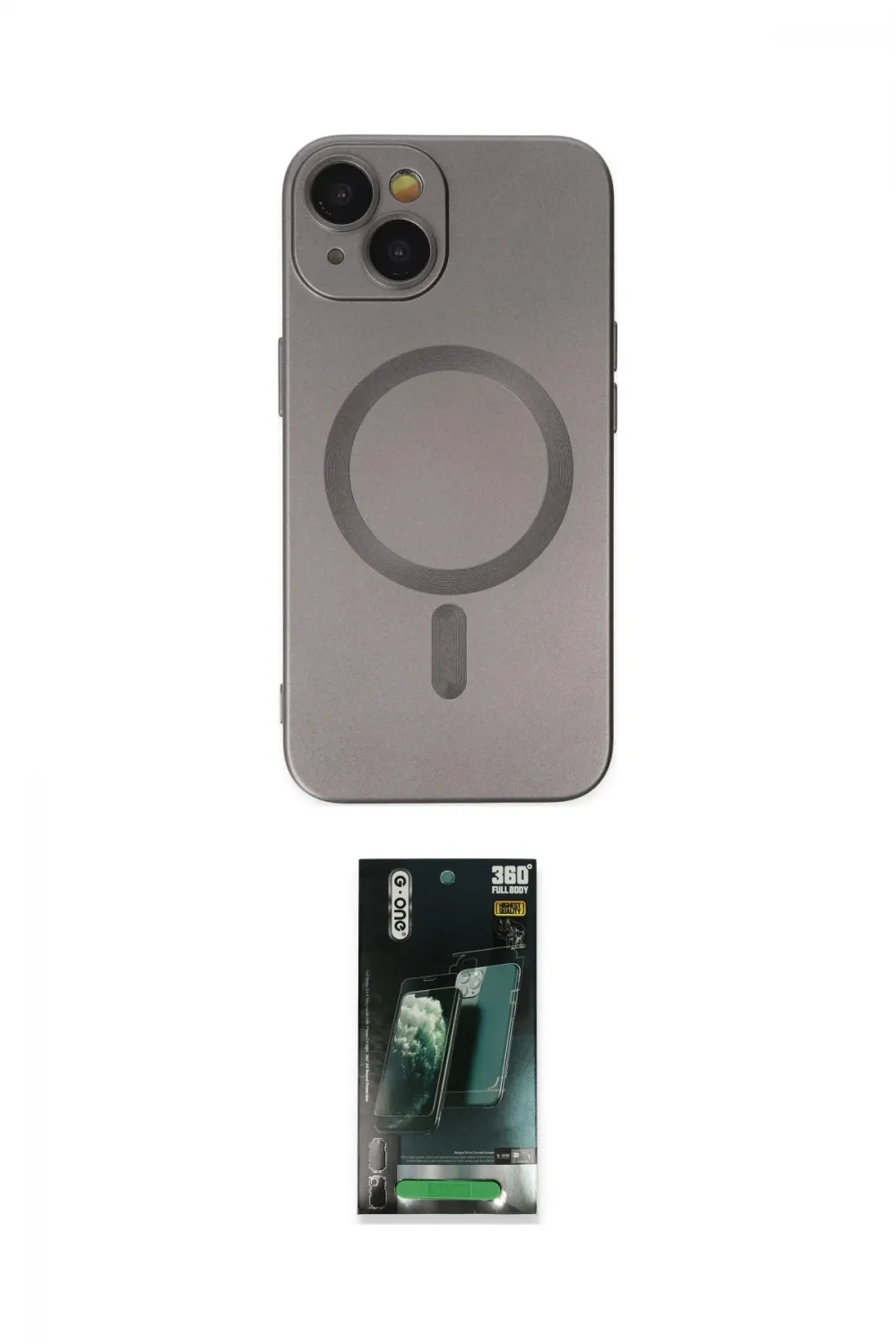ieg™ iPhone 14 Plus Kılıf Akış Minimal Özel Seri - Siyah 360 Mat Full Body Arka Koruyucu