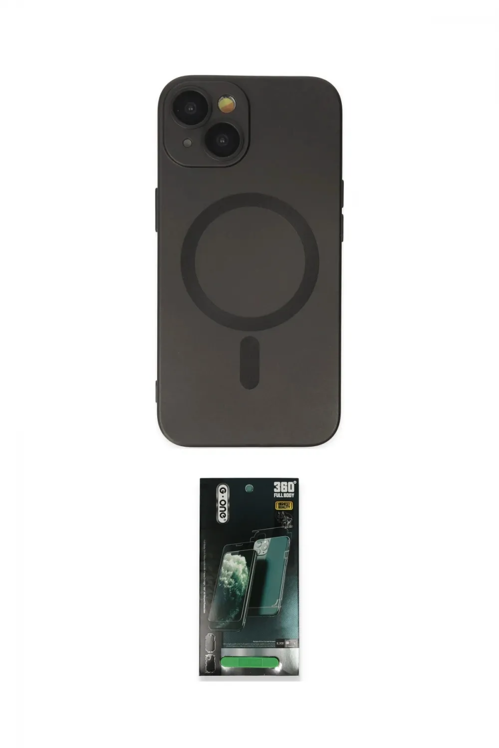ieg™ iPhone 14 Plus Kılıf Akış Minimal Özel Seri - Siyah 360 Mat Full Body Arka Koruyucu