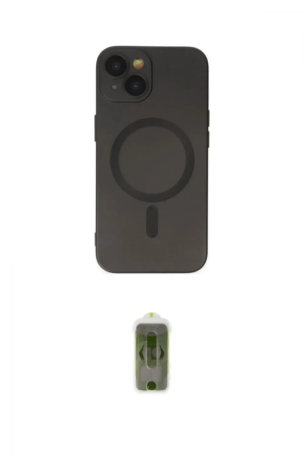 ieg™ iPhone 14 Plus Kılıf Akış Minimal Özel Seri - Siyah Joko Magic 5D Hayalet Cam