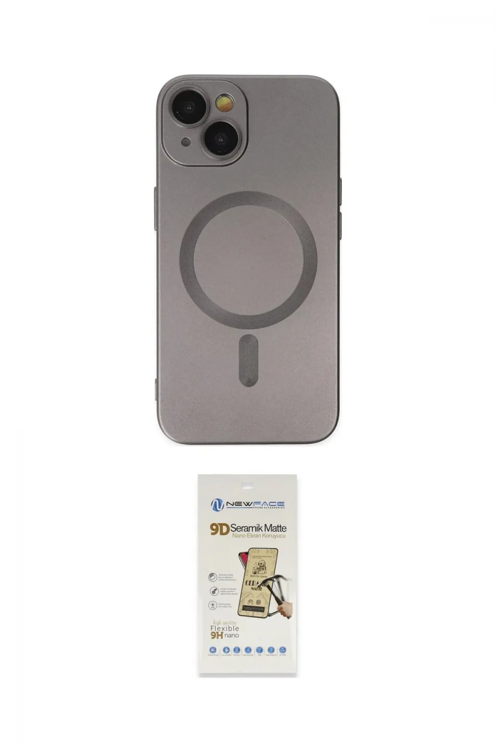 ieg™ iPhone 14 Plus Kılıf Akış Minimal Özel Seri - Siyah Mat Seramik Nano Ekran Koruyucu