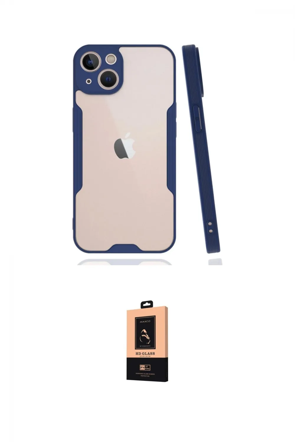 ieg™ iPhone 14 Plus Kılıf Atlas Asil Serisi - Şeffaf Maxco Cam Ekran Koruyucu