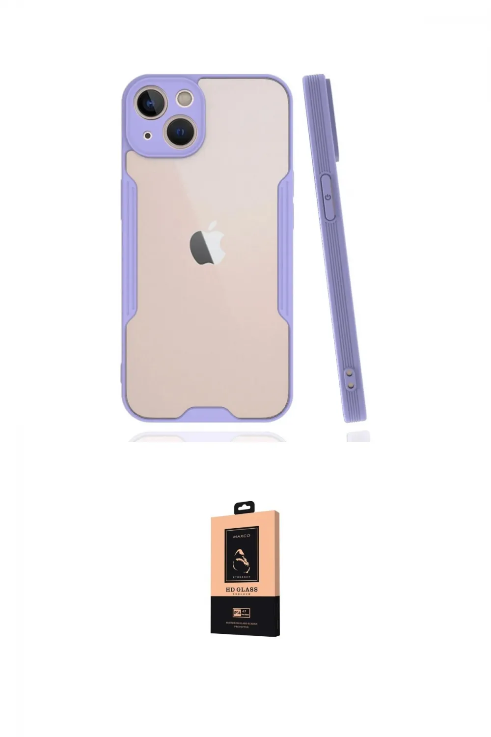 ieg™ iPhone 14 Plus Kılıf Atlas Asil Serisi - Şeffaf Maxco Cam Ekran Koruyucu