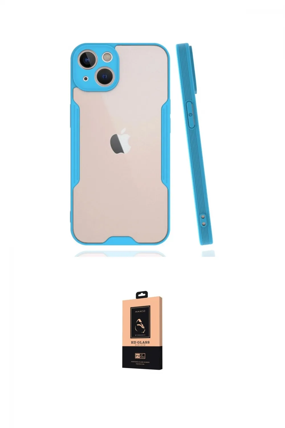 ieg™ iPhone 14 Plus Kılıf Atlas Asil Serisi - Şeffaf Maxco Cam Ekran Koruyucu