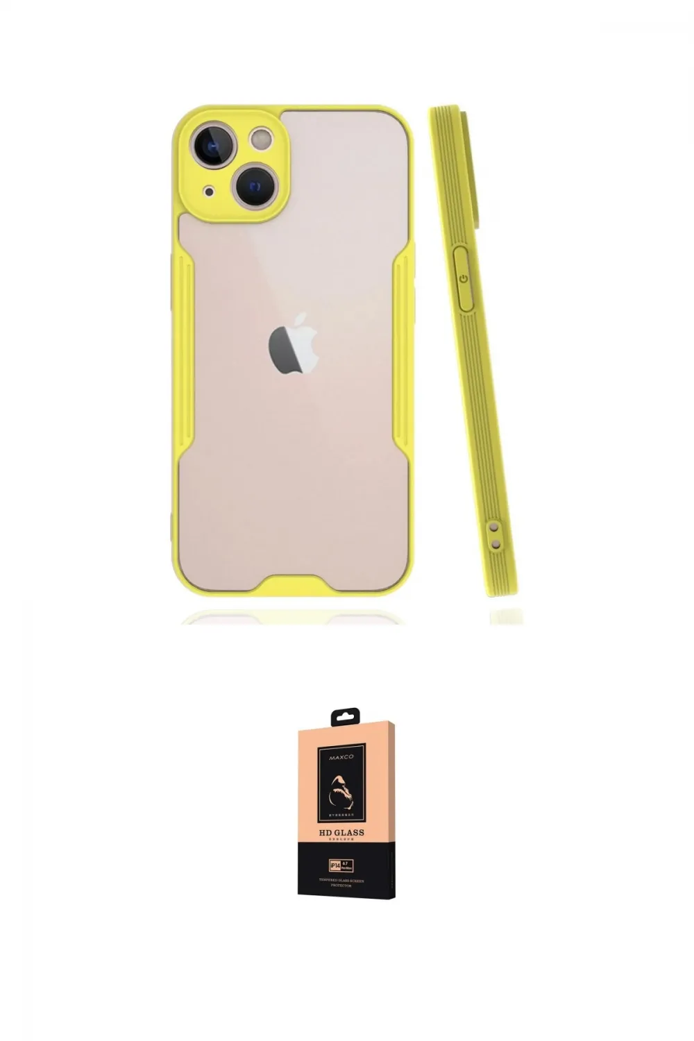 ieg™ iPhone 14 Plus Kılıf Atlas Asil Serisi - Şeffaf Maxco Cam Ekran Koruyucu