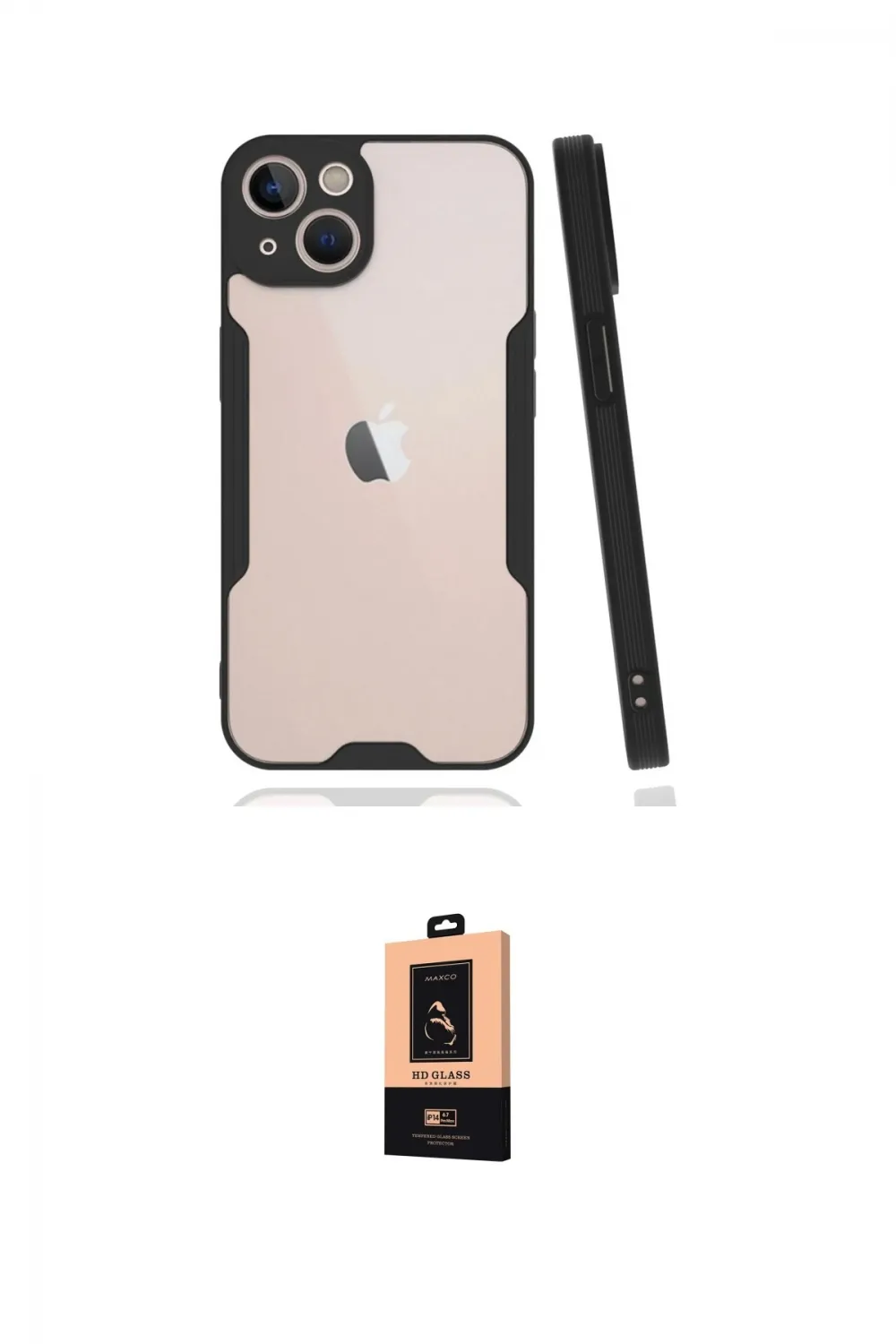 ieg™ iPhone 14 Plus Kılıf Atlas Asil Serisi - Şeffaf Maxco Cam Ekran Koruyucu