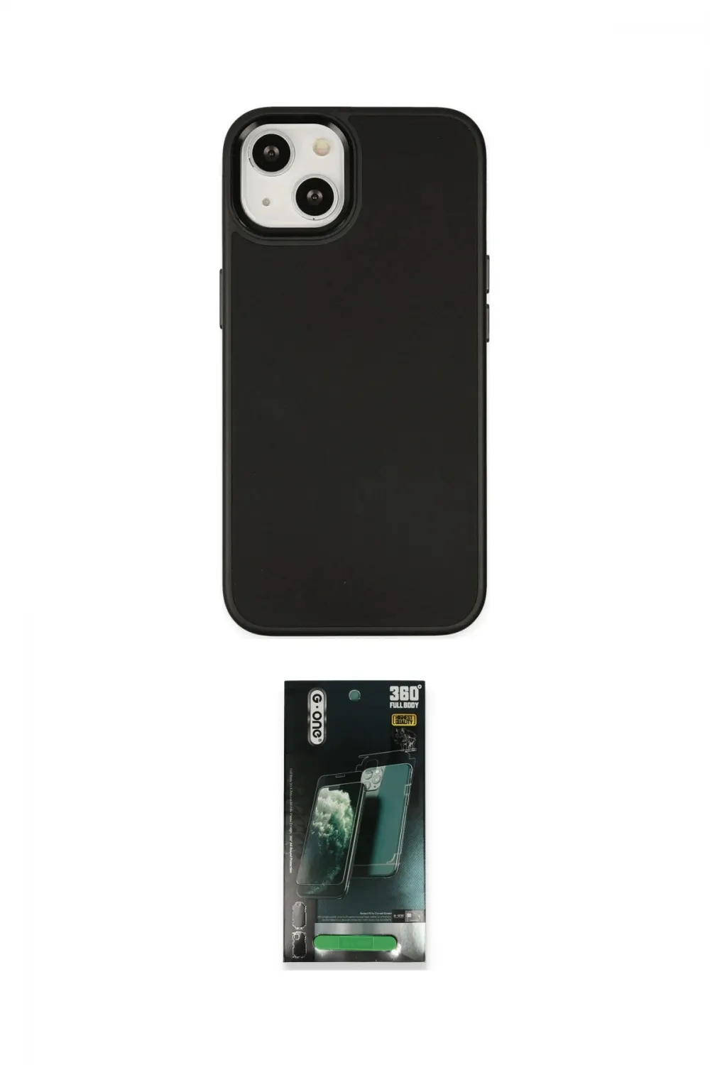 ieg™ iPhone 14 Plus Kılıf Çekirdek Çizgi - Siyah 360 Mat Full Body Arka Koruyucu