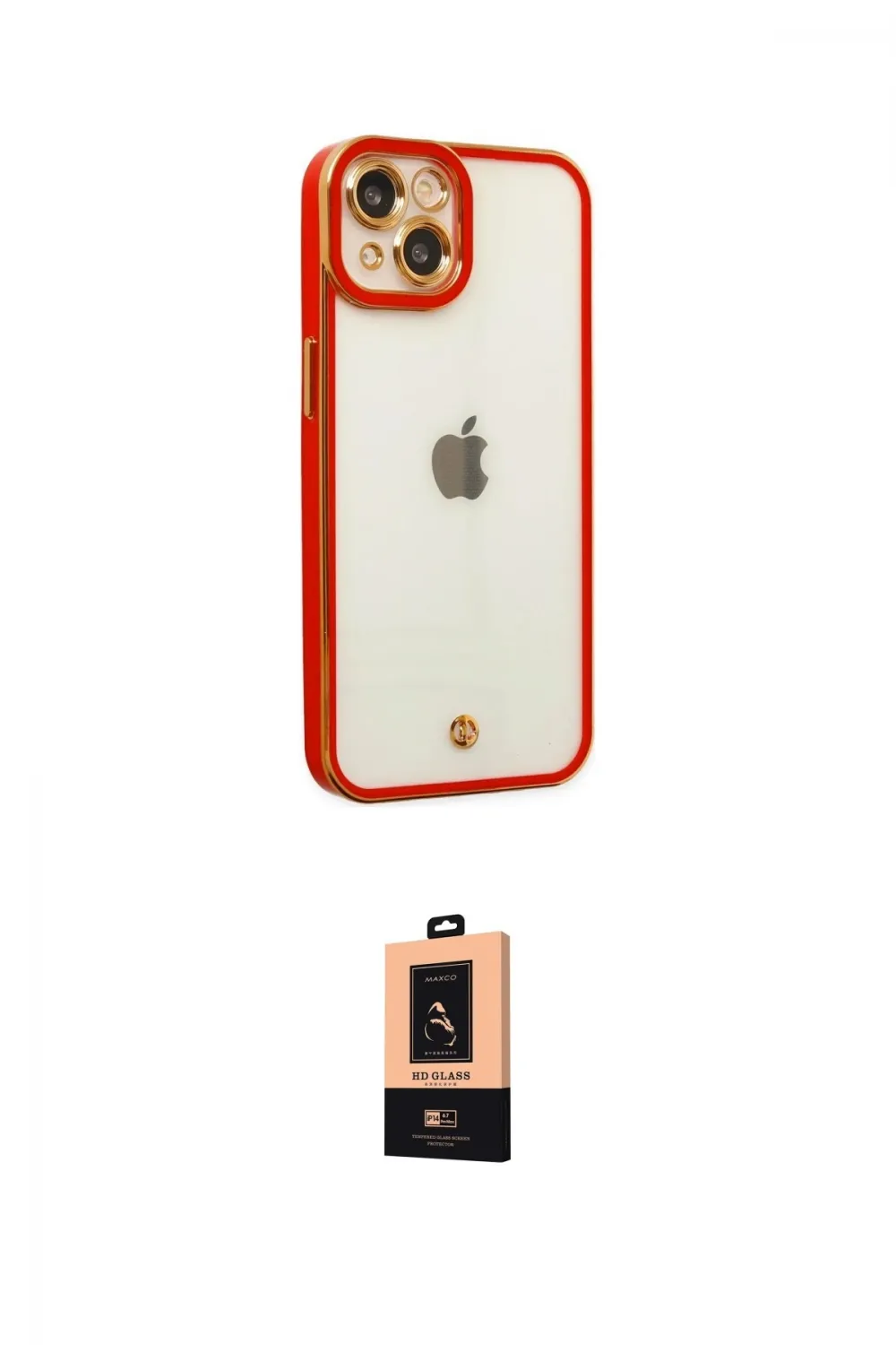 ieg™ iPhone 14 Plus Kılıf Çekirdek Klasik Serisi - Şeffaf Maxco Cam Ekran Koruyucu