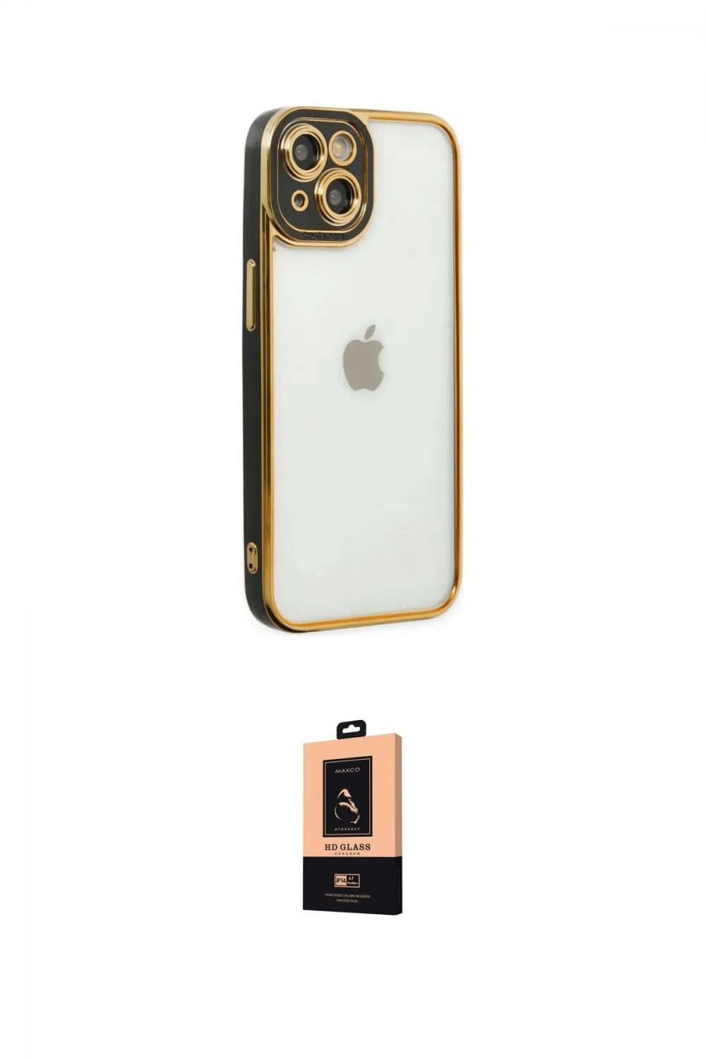 ieg™ iPhone 14 Plus Kılıf Çekirdek Klasik Serisi - Şeffaf Maxco Cam Ekran Koruyucu