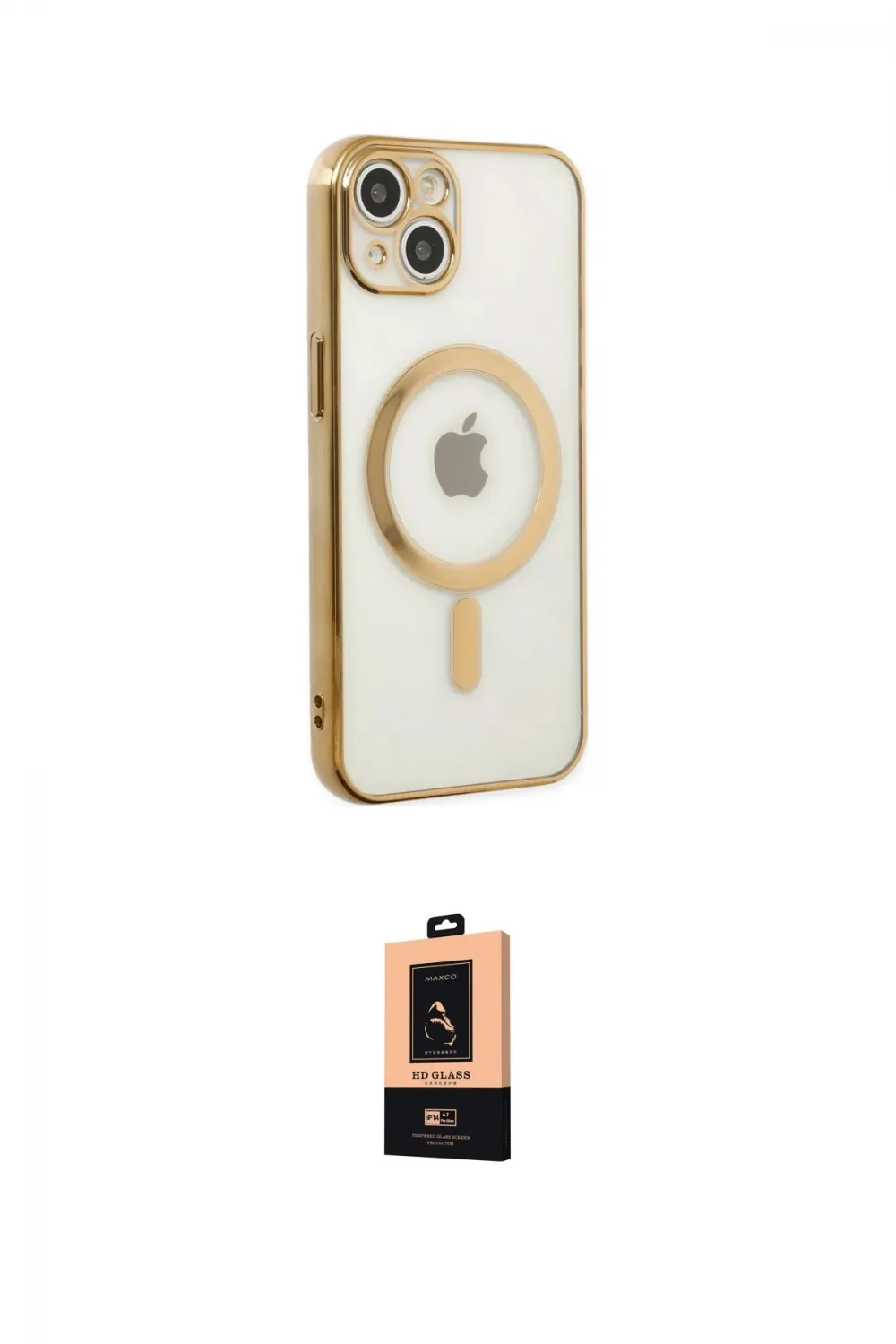 ieg™ iPhone 14 Plus Kılıf Doruk Minimal - Şeffaf Maxco Cam Ekran Koruyucu