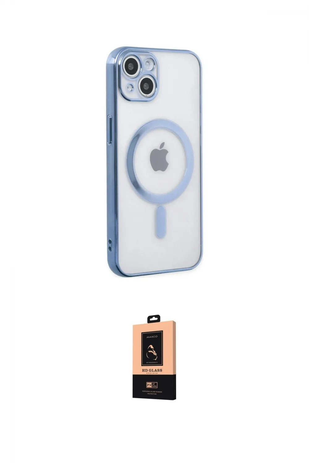ieg™ iPhone 14 Plus Kılıf Doruk Minimal - Şeffaf Maxco Cam Ekran Koruyucu