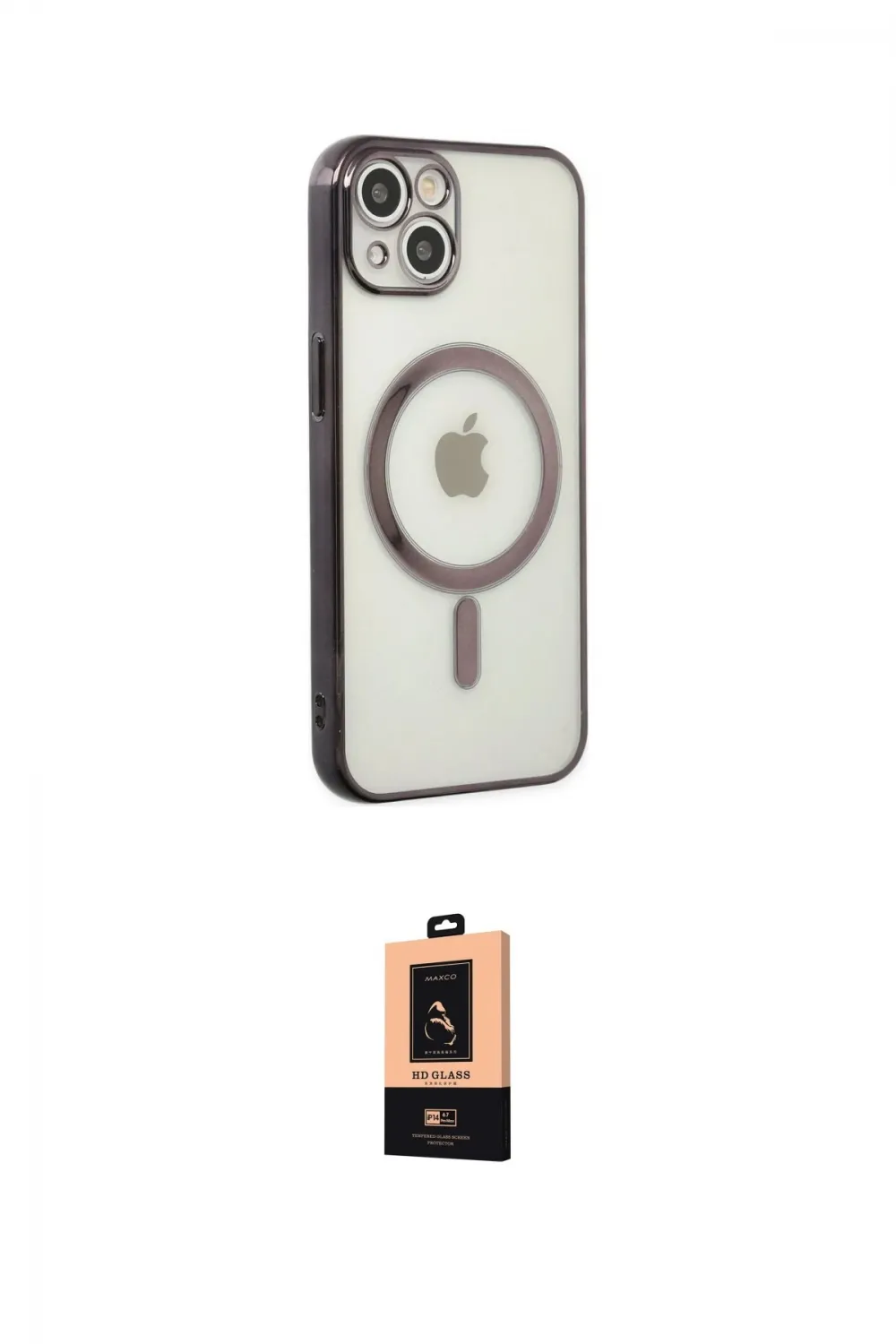 ieg™ iPhone 14 Plus Kılıf Doruk Minimal - Şeffaf Maxco Cam Ekran Koruyucu