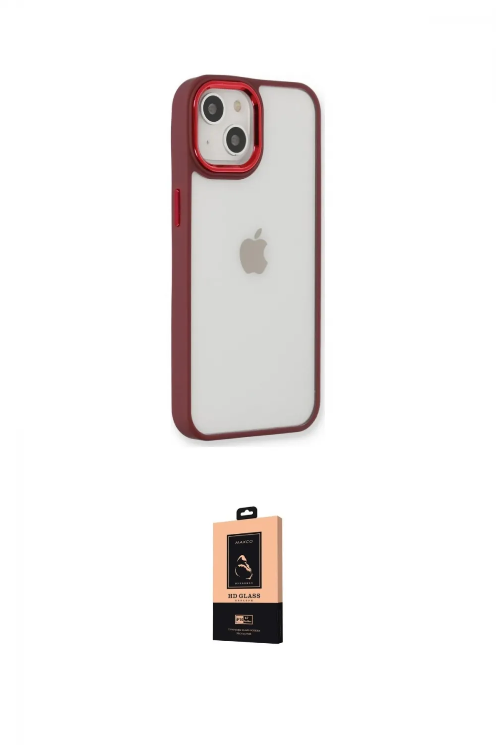 ieg™ iPhone 14 Plus Kılıf Eksen Doku Prime - Şeffaf Maxco Cam Ekran Koruyucu
