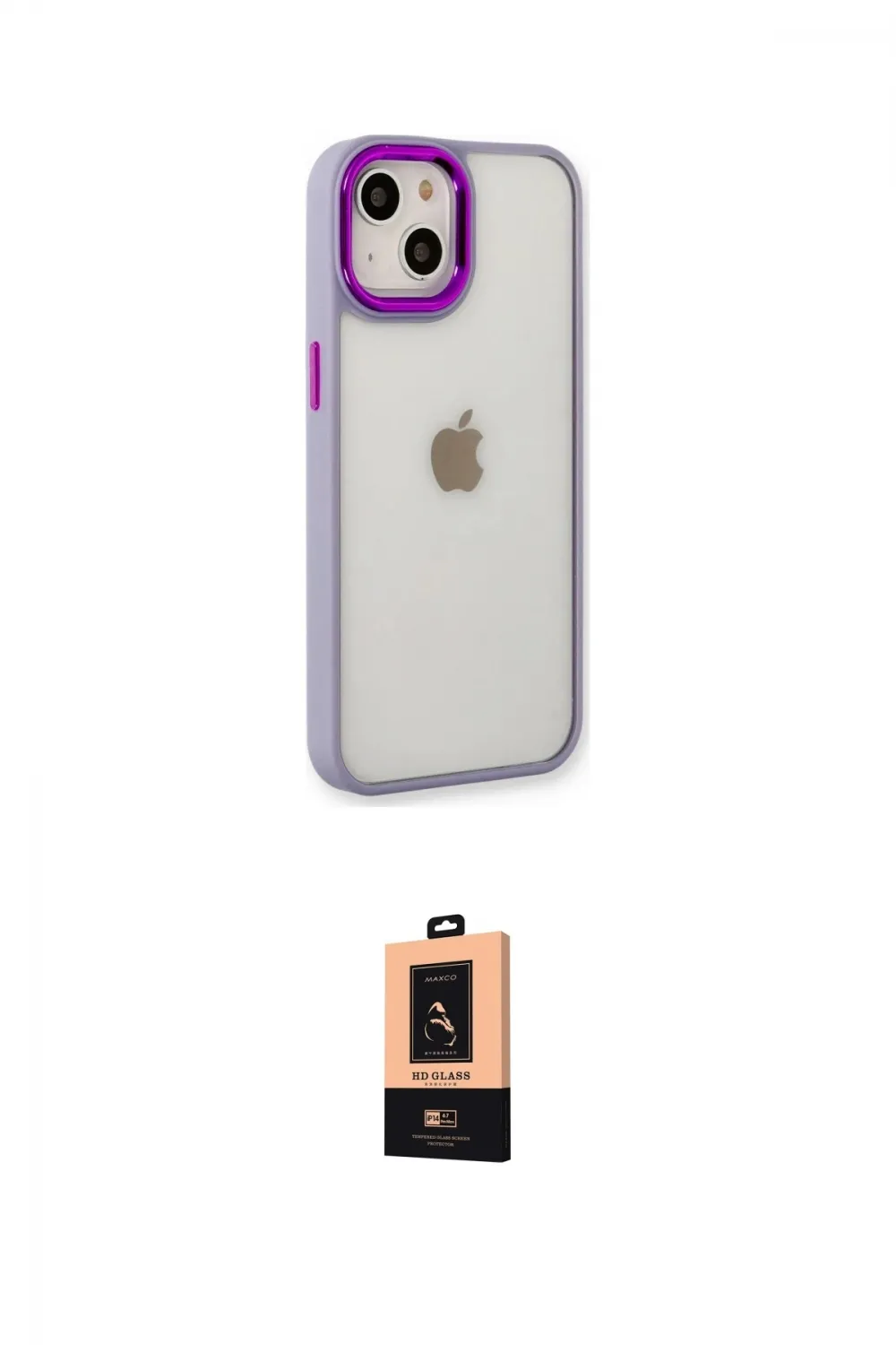 ieg™ iPhone 14 Plus Kılıf Eksen Doku Prime - Şeffaf Maxco Cam Ekran Koruyucu